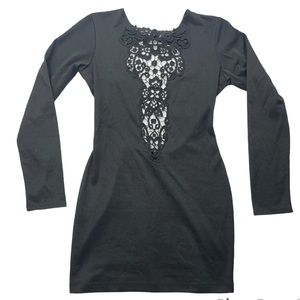 Womens Bodycon Dress Size Medium M Mini Dress Long Sleeve Black Dress Open Back